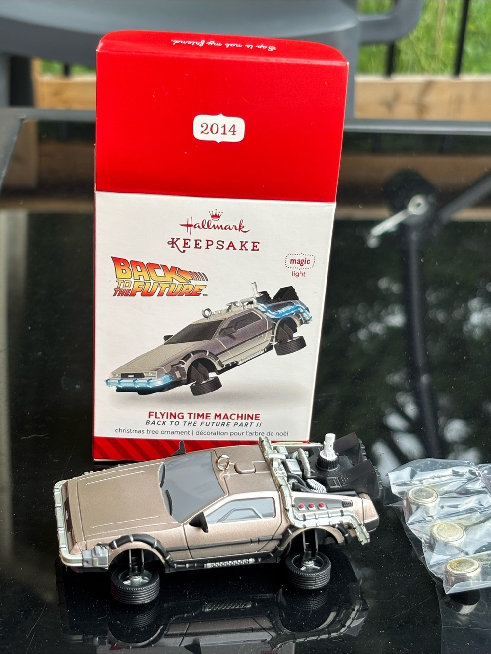 Hallmark 2014 Back to the Future DeLorean Flying Time Machine Magic Ornament